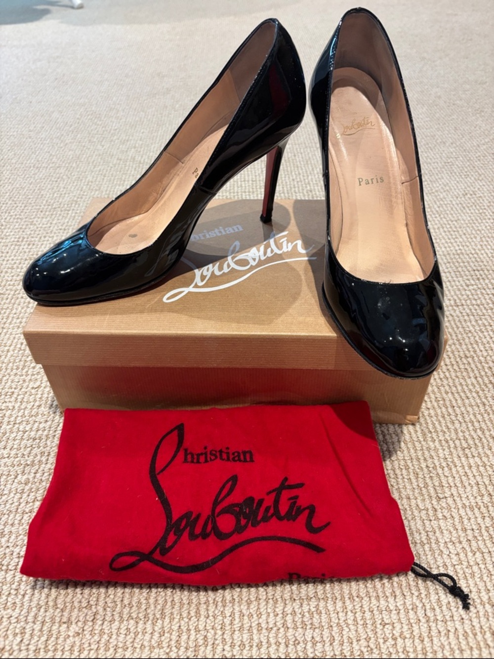 Christian Louboutin Black Patent Simple Pumps